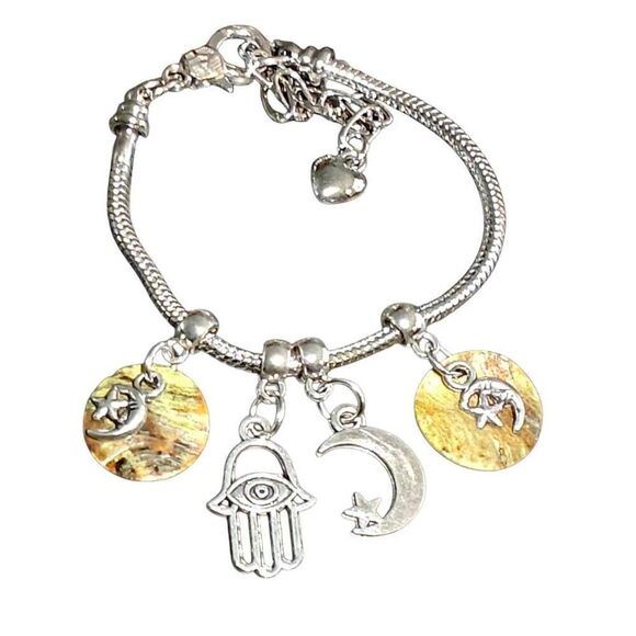 Silver Shell Moon Adjustable Charm Bracelet - Picture 1 of 3